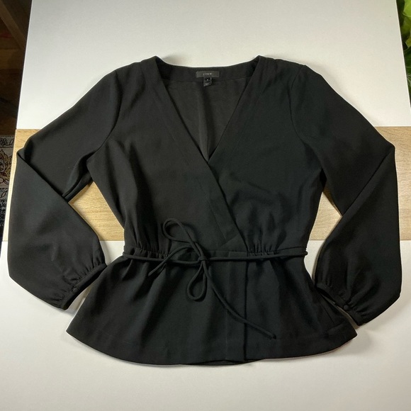 J. Crew Tops - J. Crew Black Wrap Blouse Sz 8